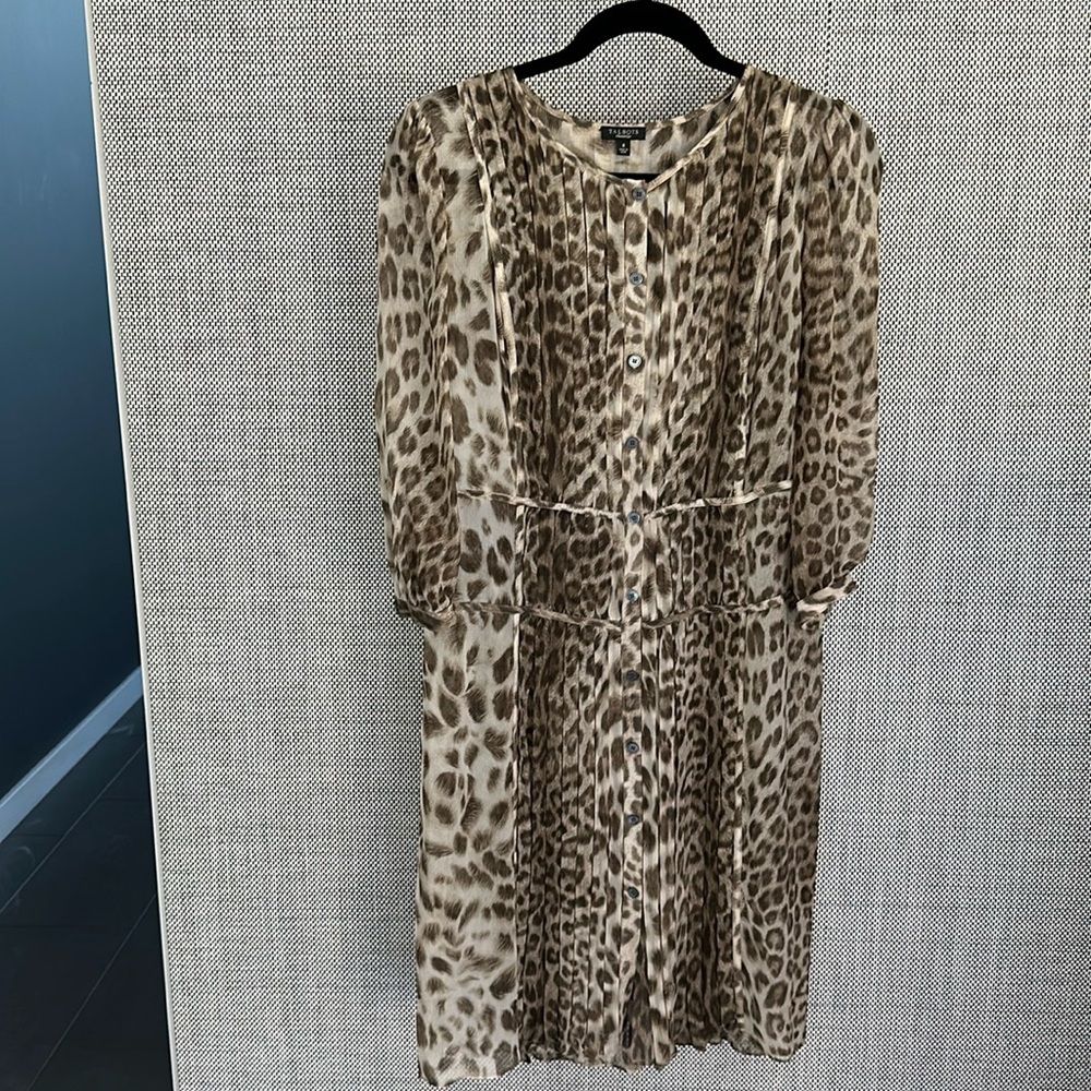 Semi sheer silk cheetah dress by Talbots. 🐆 top seller closet! Bundle a deal!